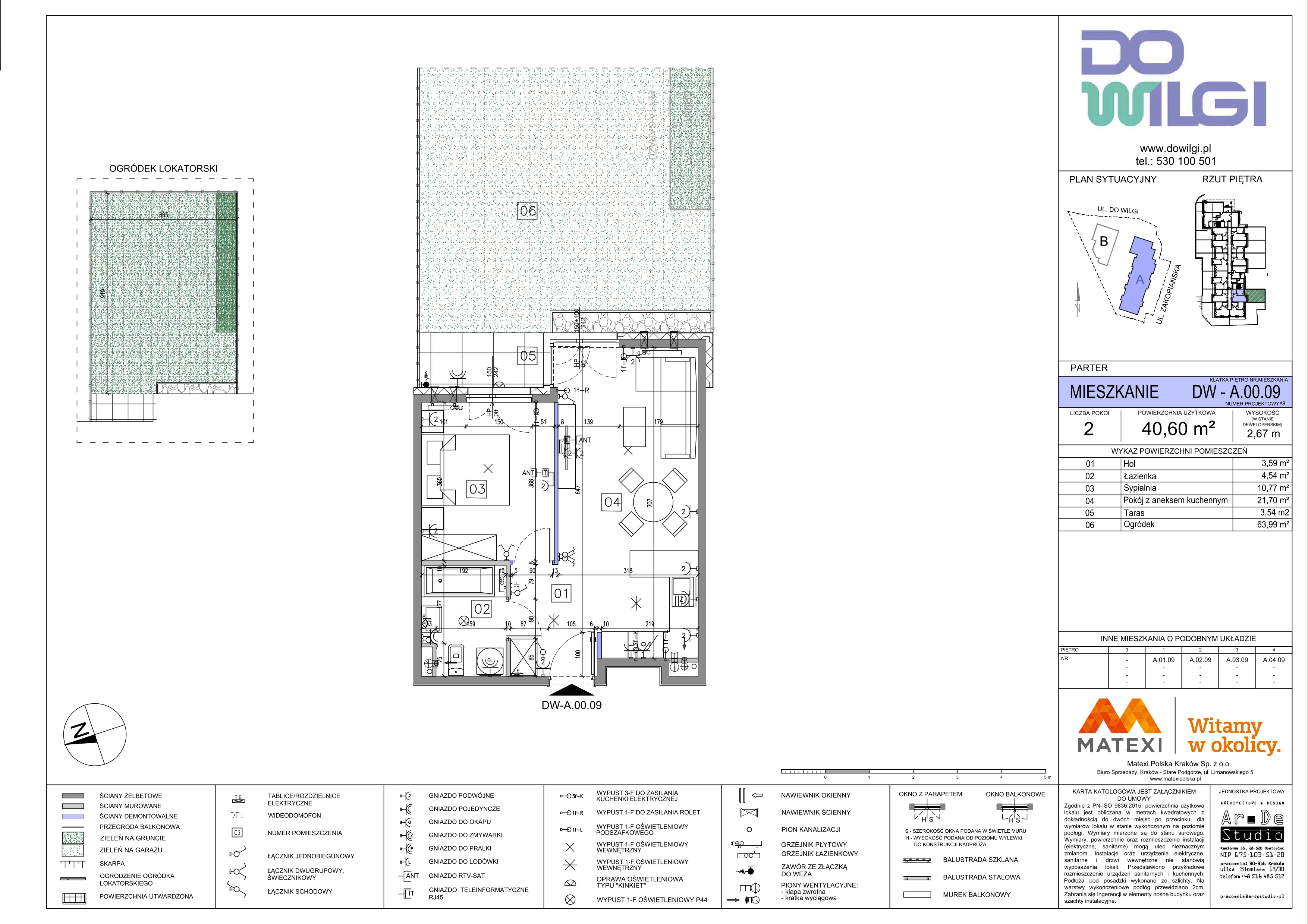 2 pokoje, mieszkanie 40,60 m², parter, oferta nr 2/DW-A.00.09, Do Wilgi, Kraków, Łagiewniki-Borek Fałęcki, ul. Do Wilgi 2A