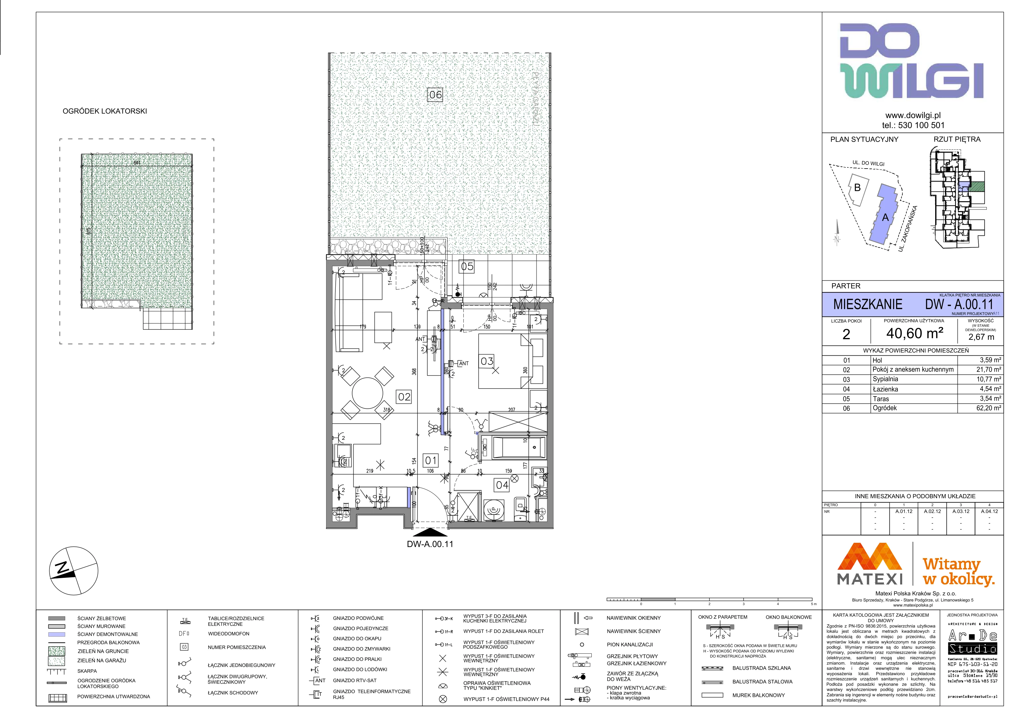 2 pokoje, mieszkanie 40,60 m², parter, oferta nr 2/DW-A.00.11, Do Wilgi, Kraków, Łagiewniki-Borek Fałęcki, ul. Do Wilgi 2A