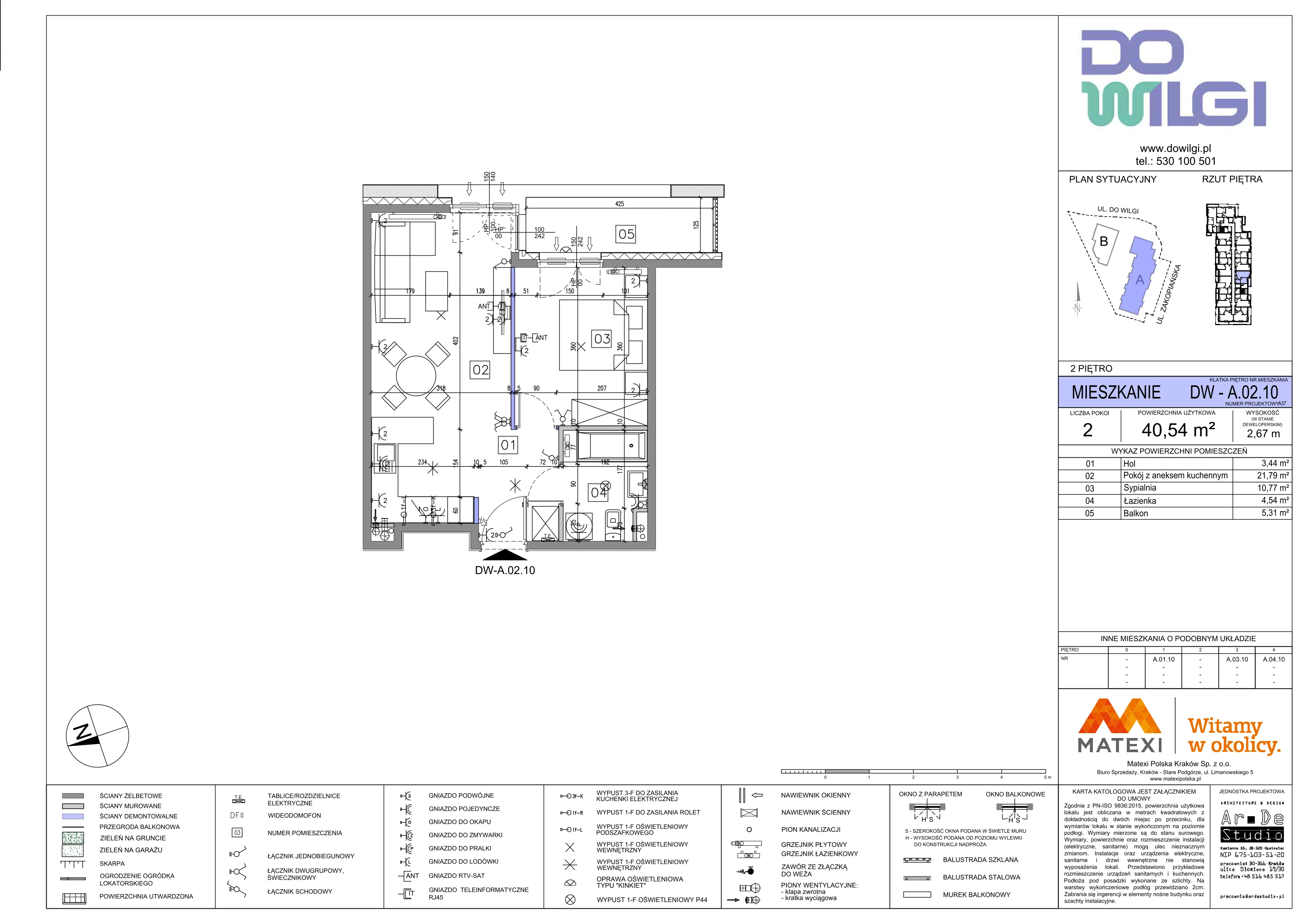 2 pokoje, mieszkanie 40,54 m², piętro 2, oferta nr 2/DW-A.02.10, Do Wilgi, Kraków, Łagiewniki-Borek Fałęcki, ul. Do Wilgi 2A