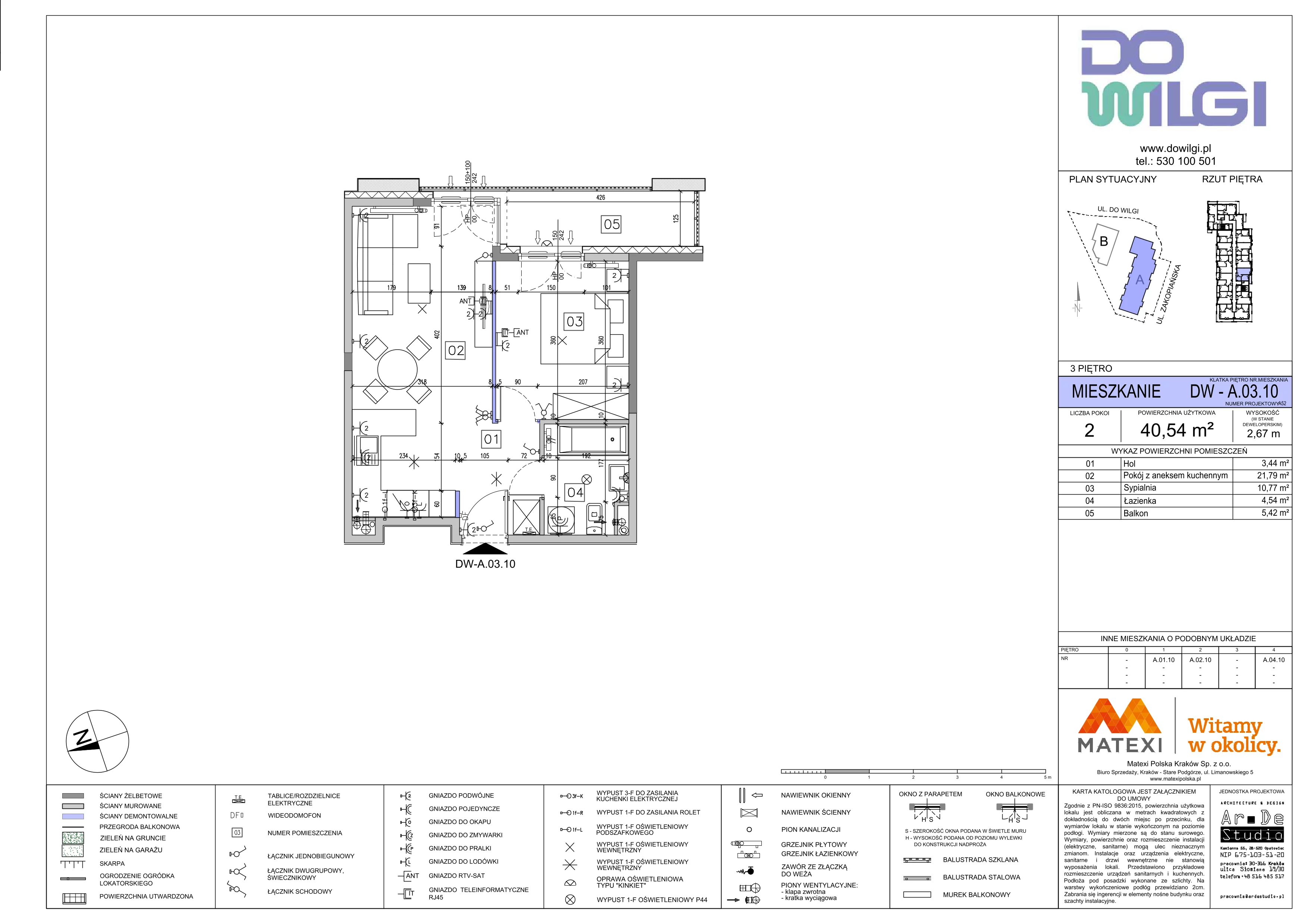 2 pokoje, mieszkanie 40,54 m², piętro 3, oferta nr 2/DW-A.03.10, Do Wilgi, Kraków, Łagiewniki-Borek Fałęcki, ul. Do Wilgi 2A