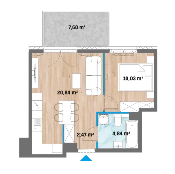 Mieszkanie 38,18 m², piętro 7, oferta nr 12/F2-A.07.02, Kameralny Prokocim 2, Kraków, Bieżanów-Prokocim, Prokocim, ul. Facimiech