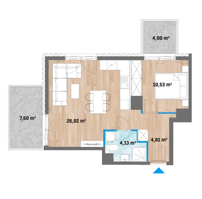 Mieszkanie 46,73 m², piętro 7, oferta nr 12/F2-A.07.03, Kameralny Prokocim 2, Kraków, Bieżanów-Prokocim, Prokocim, ul. Facimiech