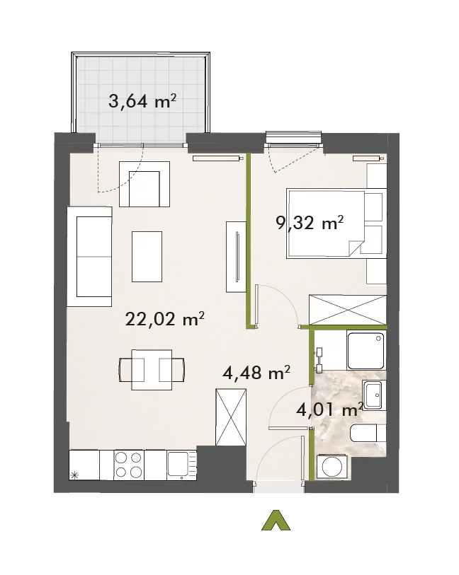 Mieszkanie 39,83 m², piętro 7, oferta nr 30/XY-F1.C.07.04, XYZ Place, Warszawa, Włochy, Okęcie, ul. Komitetu Obrony Robotników 32