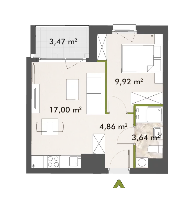 Mieszkanie 35,41 m², piętro 10, oferta nr 30/XY-F1.C.10.02, XYZ Place, Warszawa, Włochy, Okęcie, ul. Komitetu Obrony Robotników 32