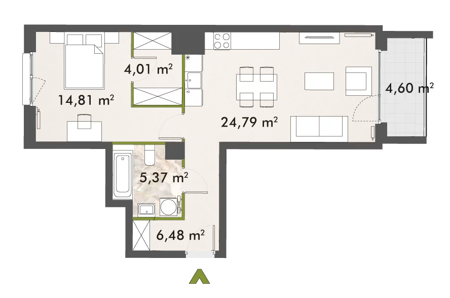 Mieszkanie 55,45 m², piętro 10, oferta nr 30/XY-F1.C.10.03, XYZ Place, Warszawa, Włochy, Okęcie, ul. Komitetu Obrony Robotników 32