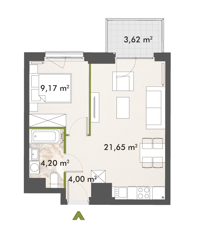 Mieszkanie 39,02 m², piętro 1, oferta nr 30/XY-F1.D.01.02, XYZ Place, Warszawa, Włochy, Okęcie, ul. Komitetu Obrony Robotników 32