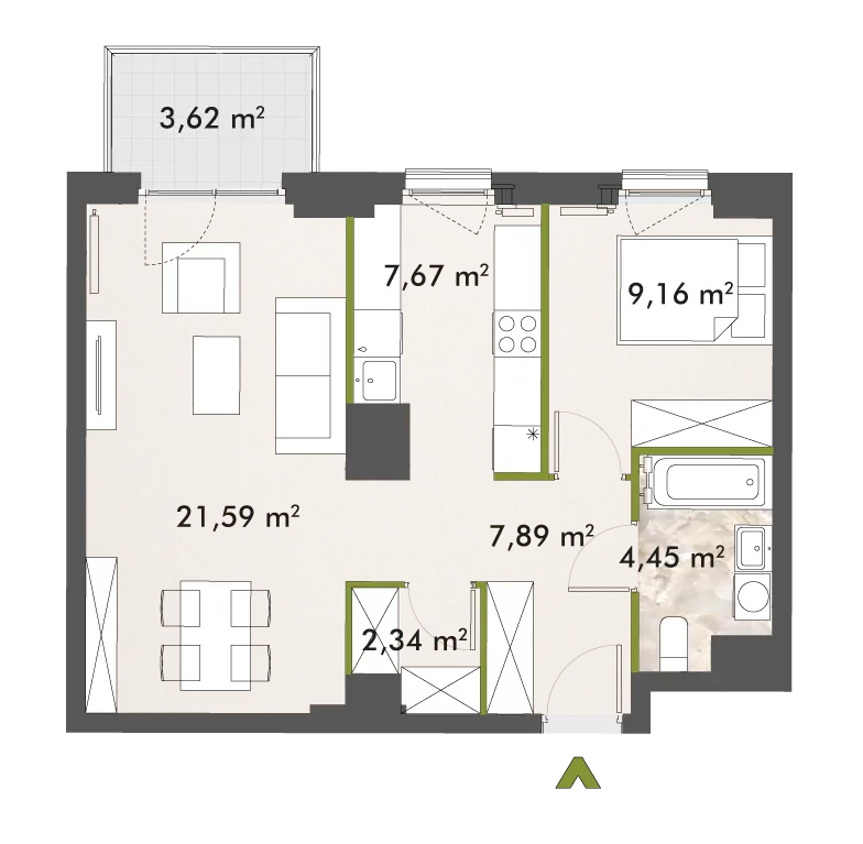 Mieszkanie 53,10 m², piętro 3, oferta nr 30/XY-F1.D.03.03, XYZ Place, Warszawa, Włochy, Okęcie, ul. Komitetu Obrony Robotników 32