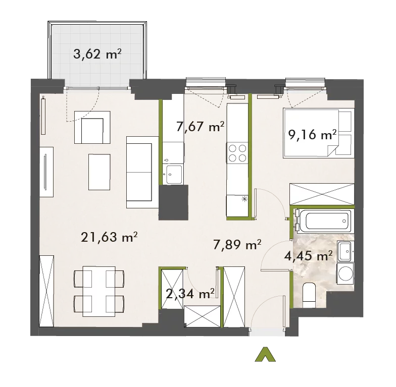 Mieszkanie 53,15 m², piętro 5, oferta nr 30/XY-F1.D.05.03, XYZ Place, Warszawa, Włochy, Okęcie, ul. Komitetu Obrony Robotników 32