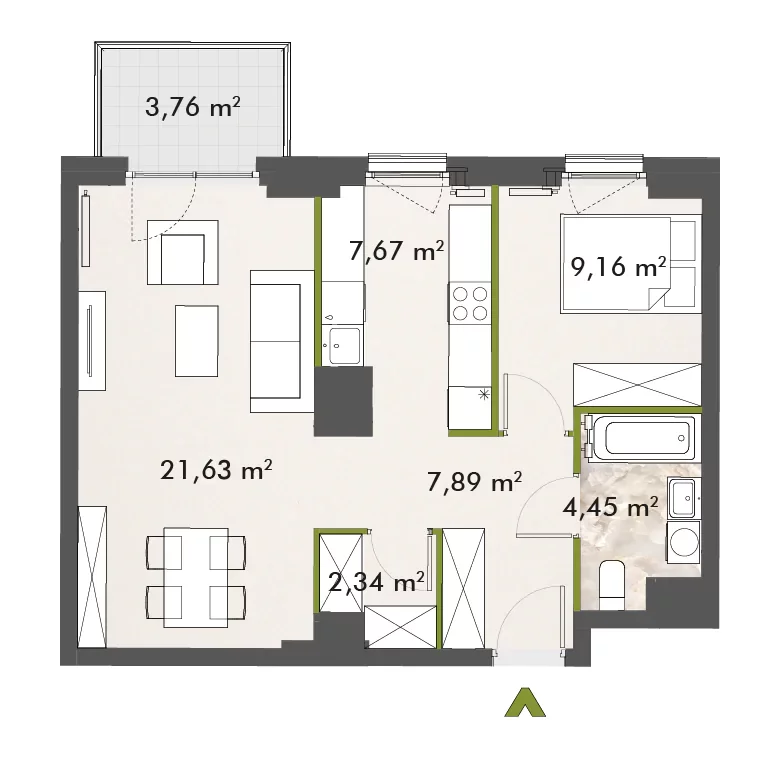 Mieszkanie 53,15 m², piętro 6, oferta nr 30/XY-F1.D.06.03, XYZ Place, Warszawa, Włochy, Okęcie, ul. Komitetu Obrony Robotników 32