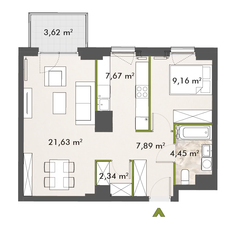 Mieszkanie 53,15 m², piętro 7, oferta nr 30/XY-F1.D.07.03, XYZ Place, Warszawa, Włochy, Okęcie, ul. Komitetu Obrony Robotników 32