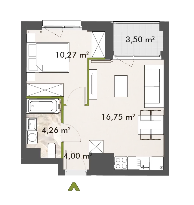 Mieszkanie 35,27 m², piętro 9, oferta nr 30/XY-F1.D.09.02, XYZ Place, Warszawa, Włochy, Okęcie, ul. Komitetu Obrony Robotników 32