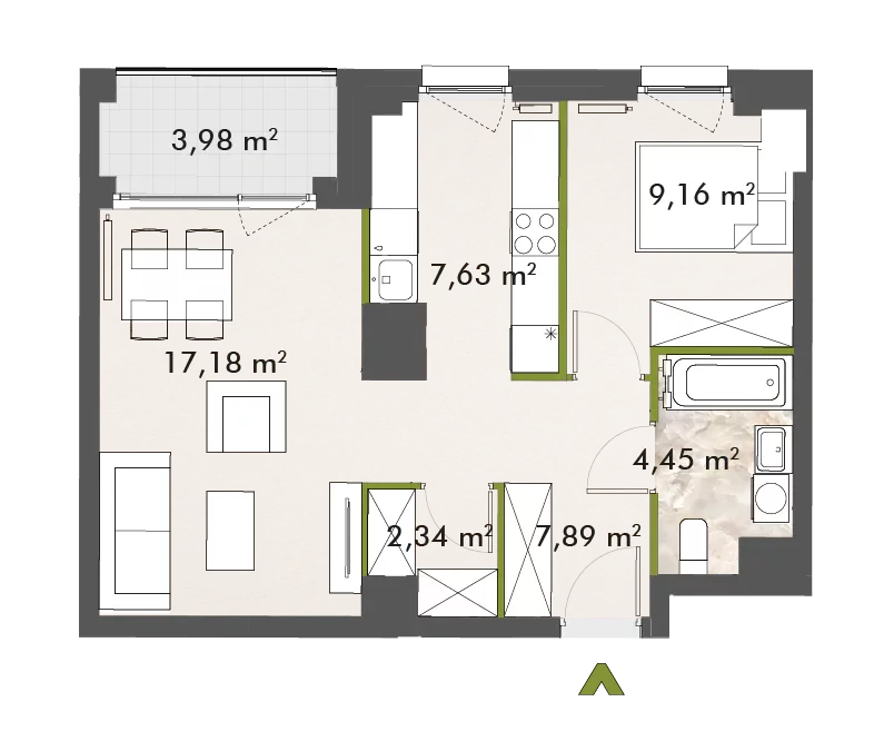 Mieszkanie 48,66 m², piętro 9, oferta nr 30/XY-F1.D.09.03, XYZ Place, Warszawa, Włochy, Okęcie, ul. Komitetu Obrony Robotników 32