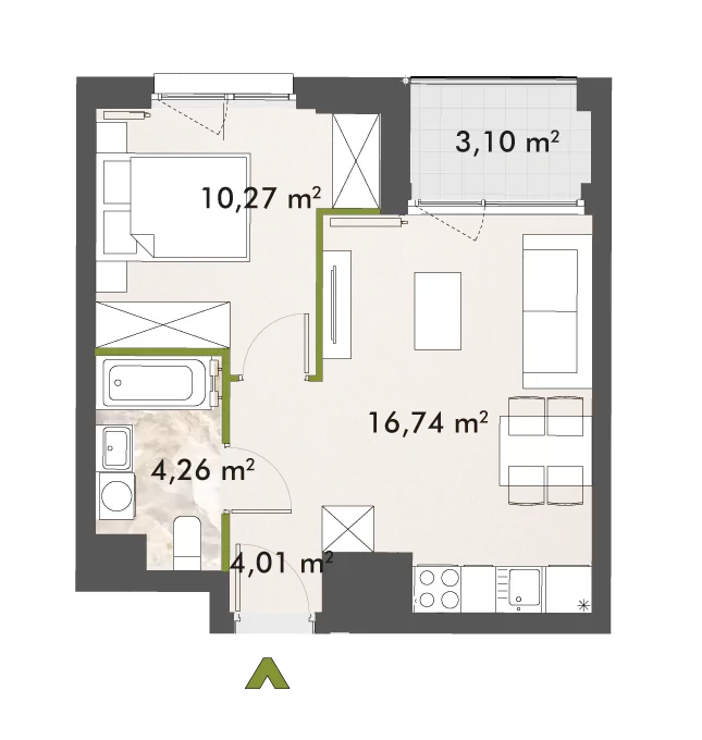 Mieszkanie 35,27 m², piętro 10, oferta nr 30/XY-F1.D.10.02, XYZ Place, Warszawa, Włochy, Okęcie, ul. Komitetu Obrony Robotników 32