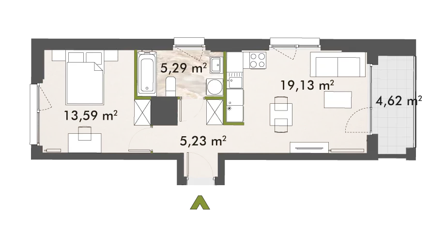 Mieszkanie 43,24 m², piętro 10, oferta nr 30/XY-F1.D.10.04, XYZ Place, Warszawa, Włochy, Okęcie, ul. Komitetu Obrony Robotników 32