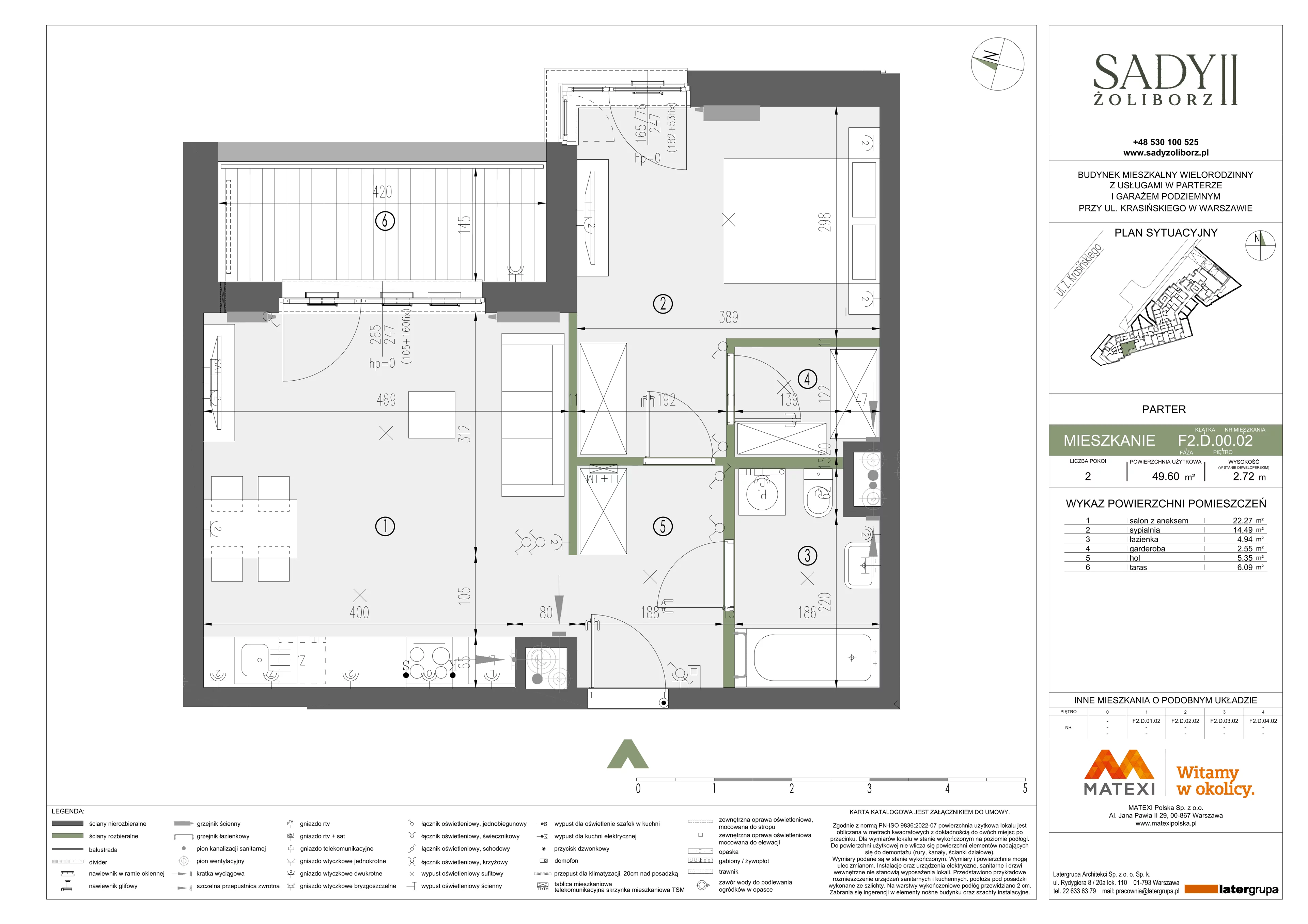2 pokoje, mieszkanie 49,60 m², parter, oferta nr 43/SZ-F2.D.00.02, Sady Żoliborz 2, Warszawa, Żoliborz, Sady Żoliborskie, ul. Krasińskiego 43