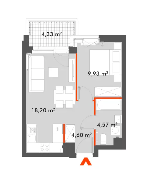 Mieszkanie 37,30 m², piętro 2, oferta nr 28/SOW-F1.C.02.02, Splot Wola, Warszawa, Wola, Odolany, ul. Sowińskiego 28