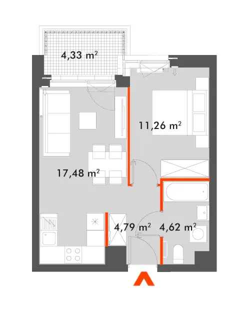 2 pokoje, mieszkanie 38,15 m², piętro 2, oferta nr 28/SOW-F1.C.02.03, Splot Wola, Warszawa, Wola, Odolany, ul. Sowińskiego 28