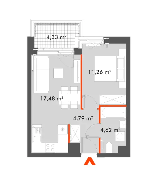 2 pokoje, mieszkanie 38,15 m², piętro 2, oferta nr 28/SOW-F1.C.02.05, Splot Wola, Warszawa, Wola, Odolany, ul. Sowińskiego 28