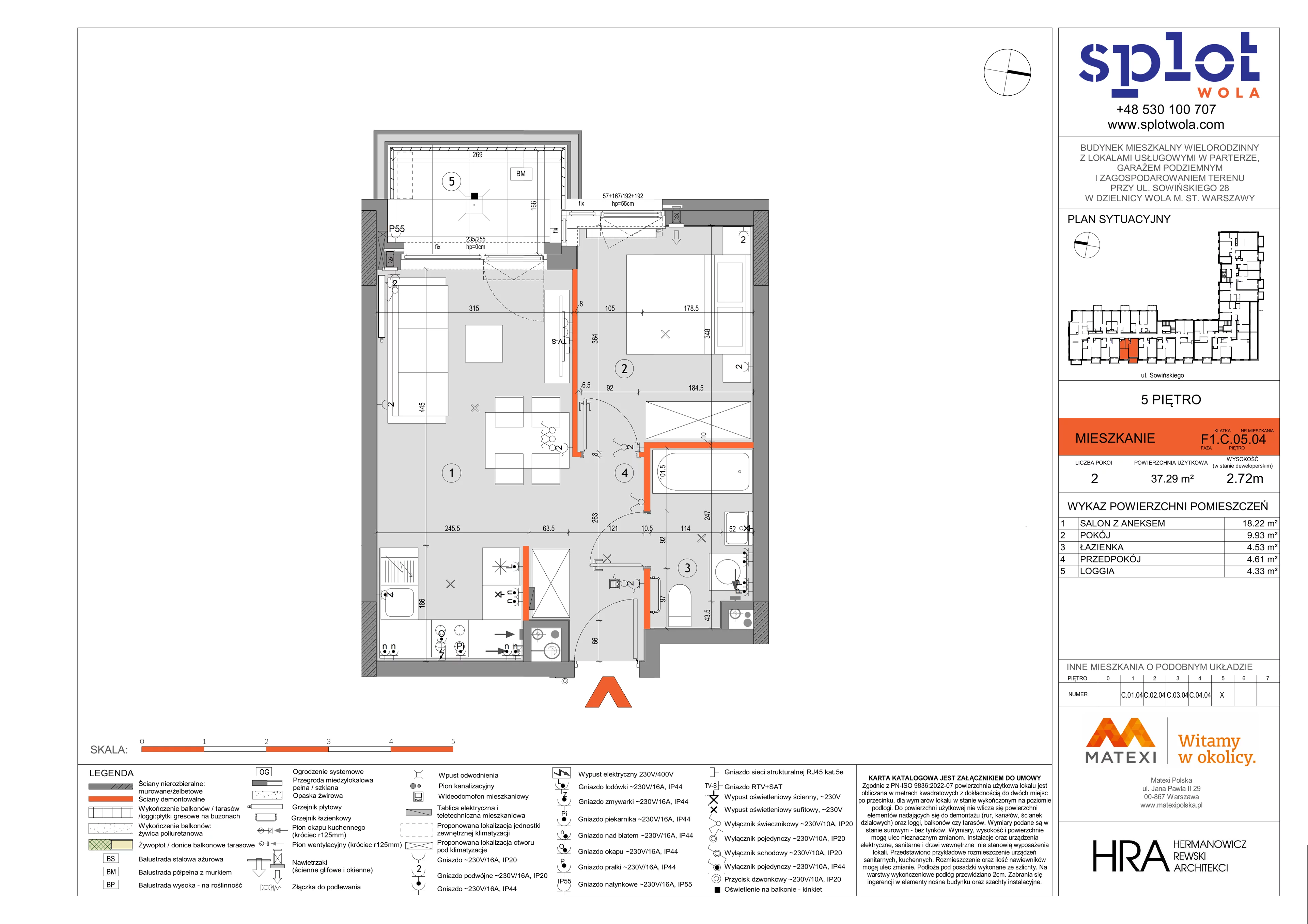 2 pokoje, mieszkanie 37,29 m², piętro 5, oferta nr 28/SOW-F1.C.05.04, Splot Wola, Warszawa, Wola, Odolany, ul. Sowińskiego 28