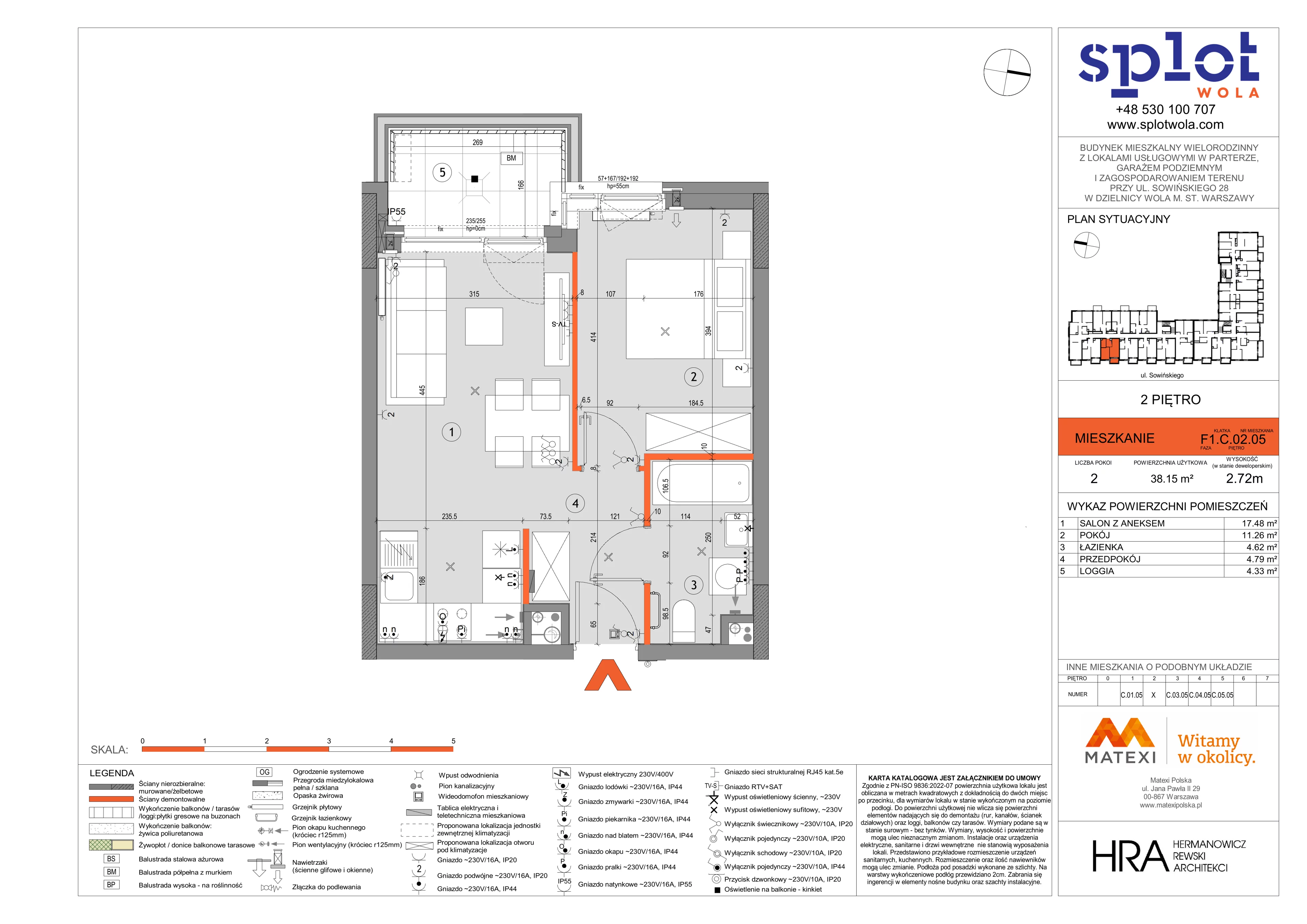 2 pokoje, mieszkanie 38,15 m², piętro 2, oferta nr 28/SOW-F1.C.02.05, Splot Wola, Warszawa, Wola, Odolany, ul. Sowińskiego 28