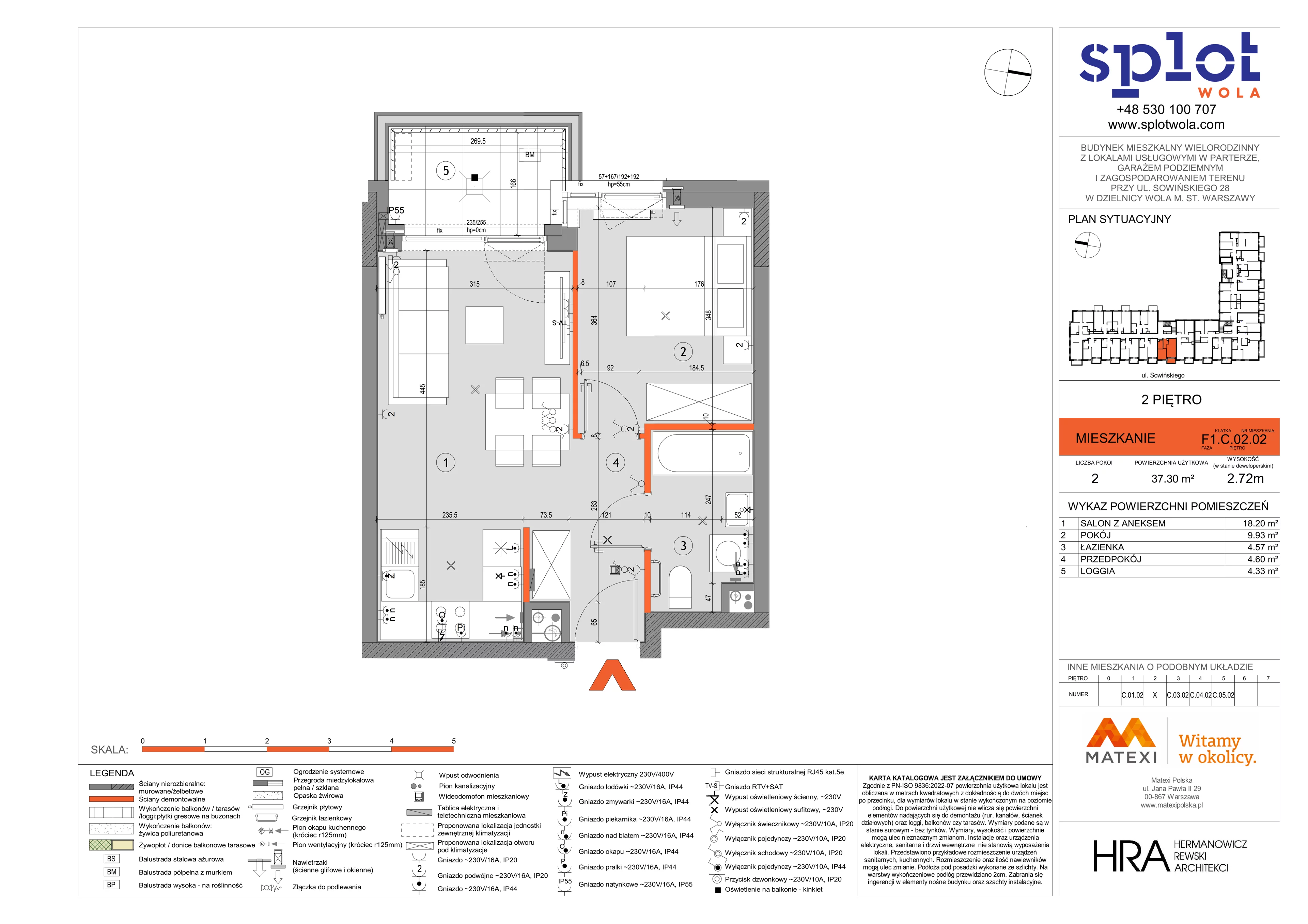 2 pokoje, mieszkanie 37,30 m², piętro 2, oferta nr 28/SOW-F1.C.02.02, Splot Wola, Warszawa, Wola, Odolany, ul. Sowińskiego 28