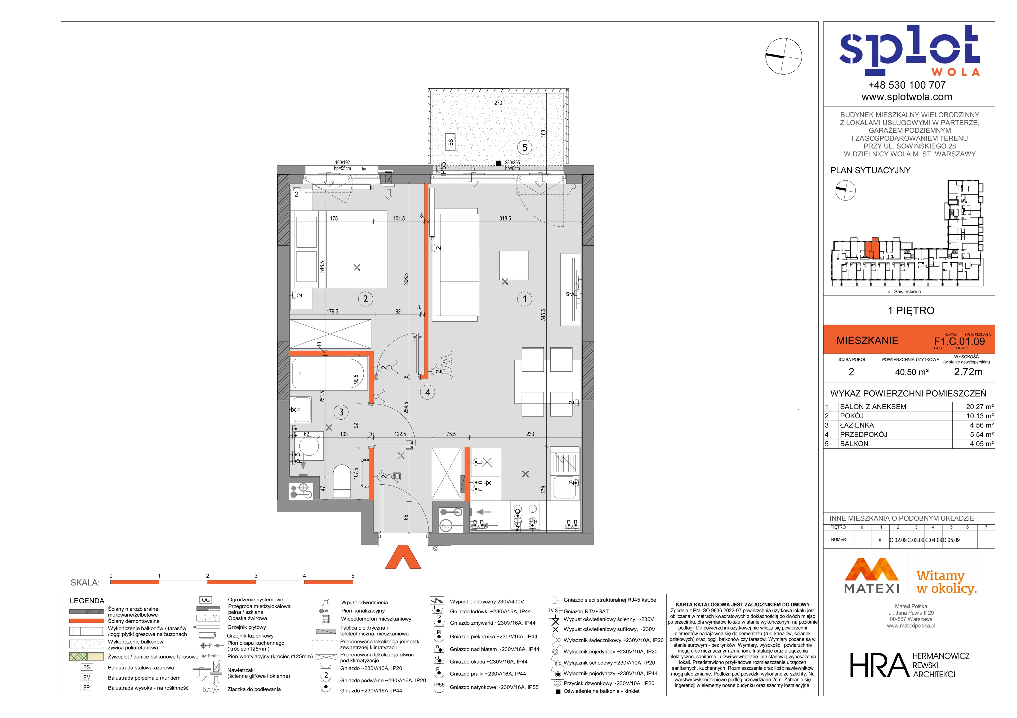 2 pokoje, mieszkanie 40,50 m², piętro 1, oferta nr 28/SOW-F1.C.01.09, Splot Wola, Warszawa, Wola, Odolany, ul. Sowińskiego 28