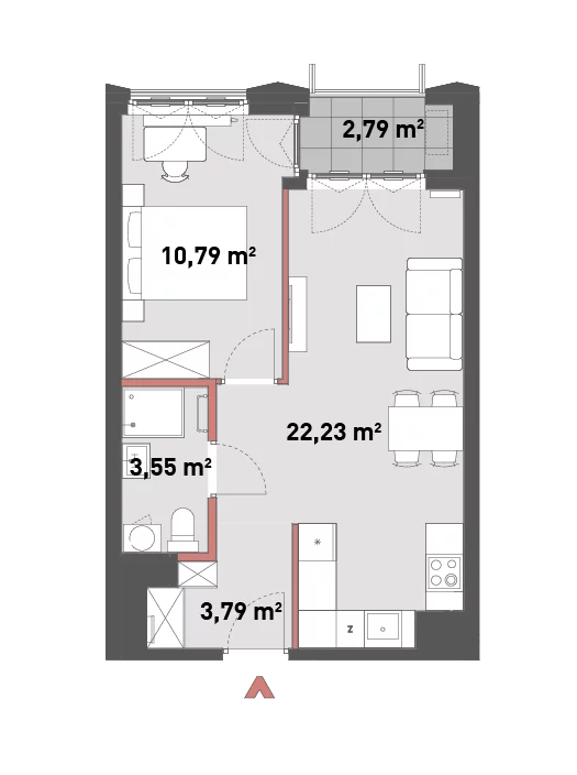 2 pokoje, mieszkanie 40,36 m², piętro 1, oferta nr 54/Z54-A.01.12, Żelazna 54, Warszawa, Wola, Mirów, ul. Żelazna 54