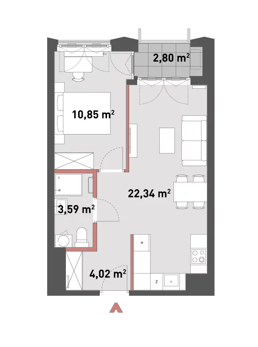 2 pokoje, mieszkanie 40,80 m², piętro 3, oferta nr 54/Z54-A.03.12, Żelazna 54, Warszawa, Wola, Mirów, ul. Żelazna 54