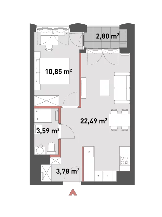 Mieszkanie 40,71 m², piętro 5, oferta nr 54/Z54-A.05.08, Żelazna 54, Warszawa, Wola, Mirów, ul. Żelazna 54