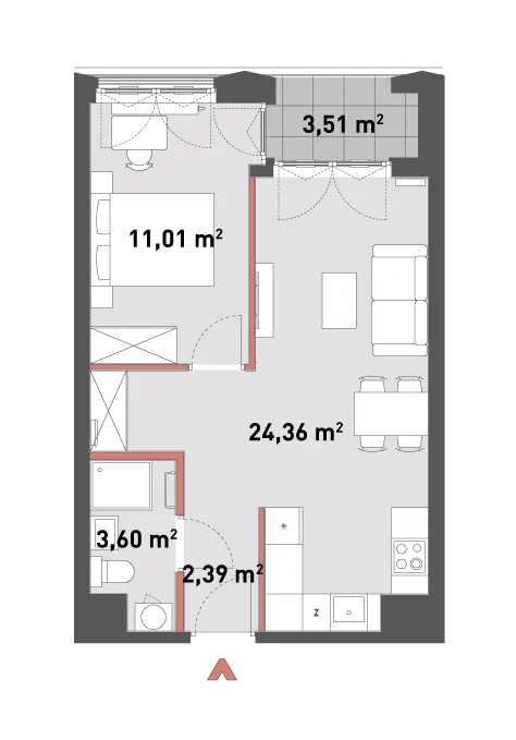 Mieszkanie 41,36 m², piętro 6, oferta nr 54/Z54-A.06.07, Żelazna 54, Warszawa, Wola, Mirów, ul. Żelazna 54