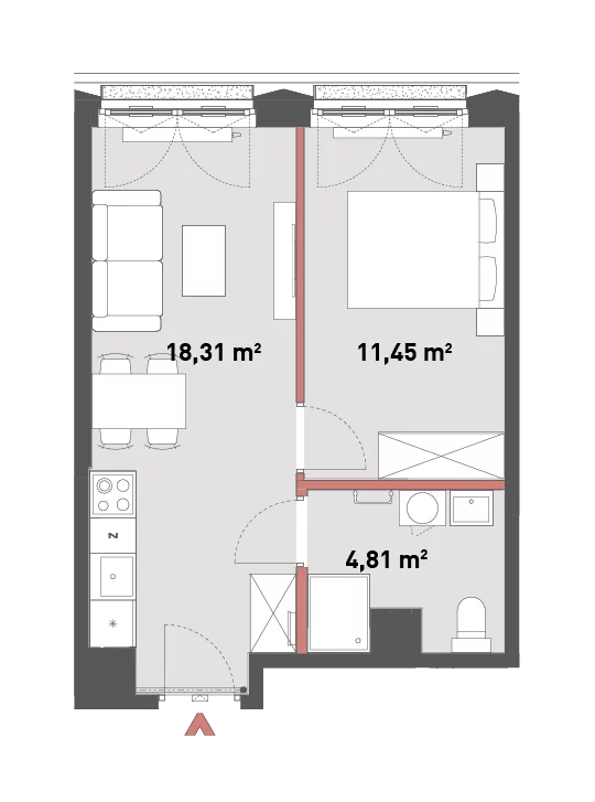 Mieszkanie 34,57 m², piętro 7, oferta nr 54/Z54-A.07.02, Żelazna 54, Warszawa, Wola, Mirów, ul. Żelazna 54