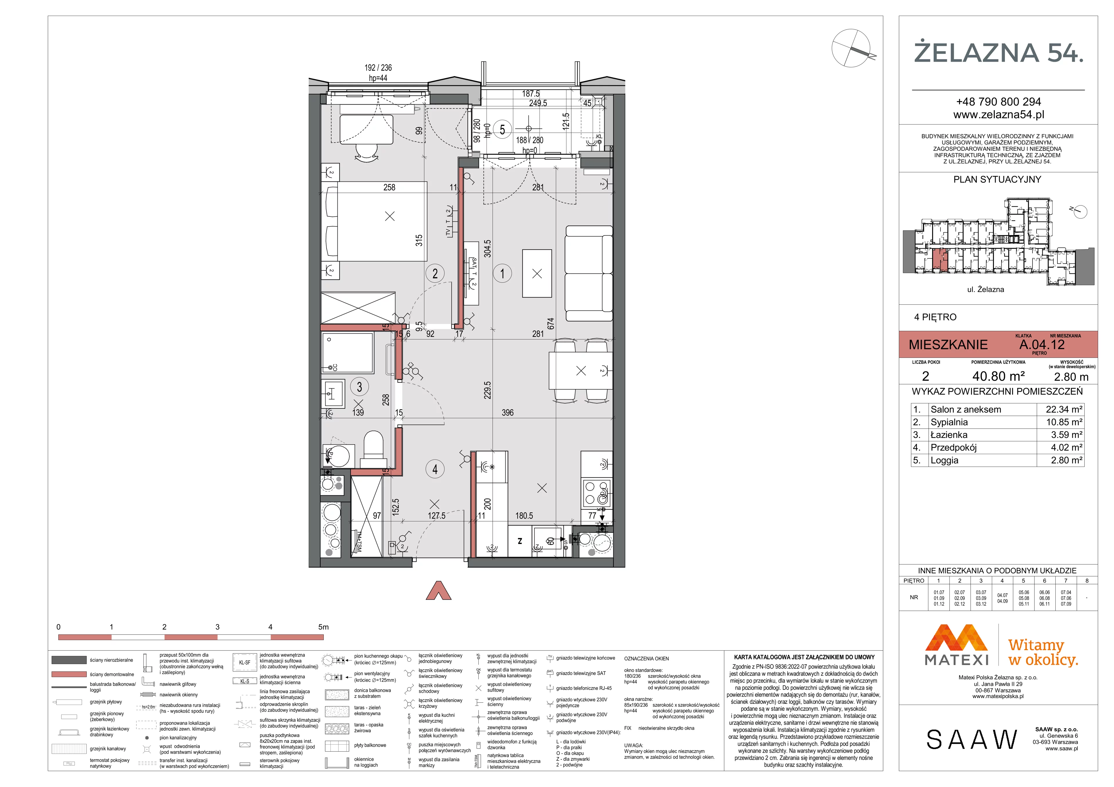 2 pokoje, mieszkanie 40,80 m², piętro 4, oferta nr 54/Z54-A.04.12, Żelazna 54, Warszawa, Wola, Mirów, ul. Żelazna 54