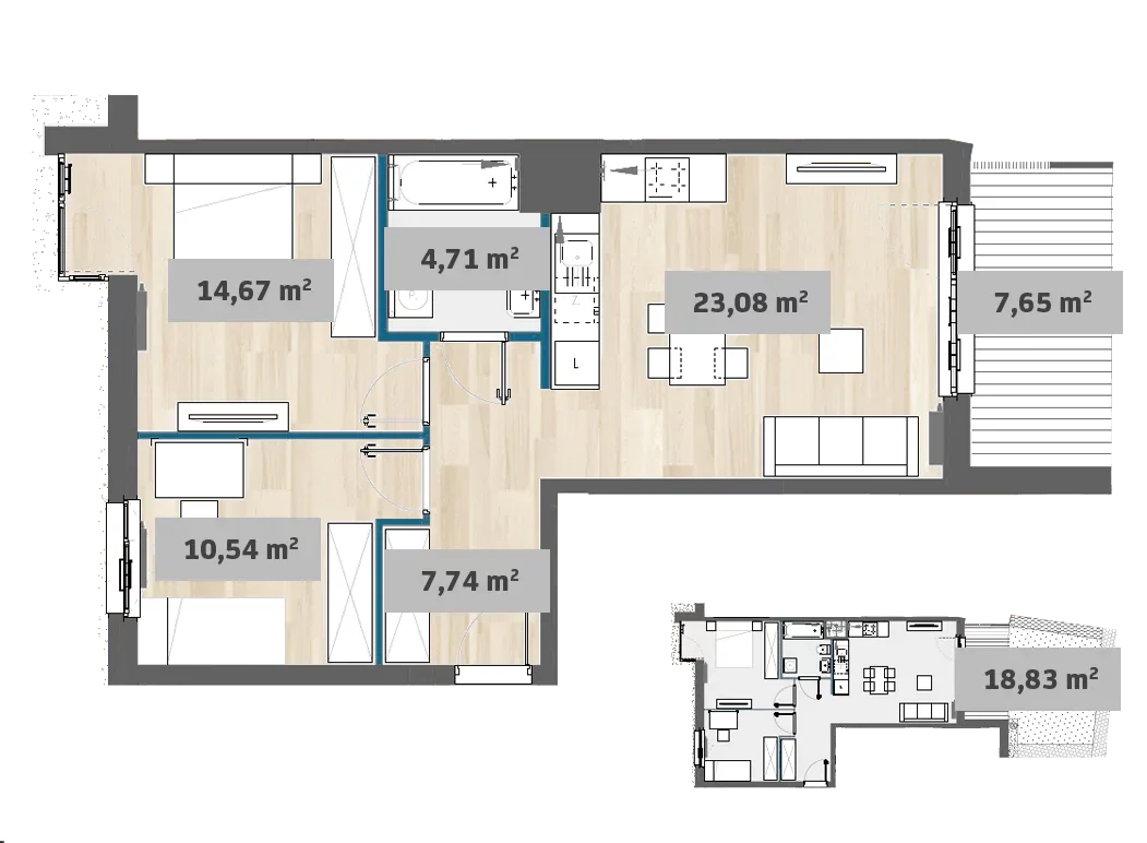 Mieszkanie 60,75 m², parter, oferta nr 7/SZ-F1.E.00.01, Sady Żoliborz, Warszawa, Żoliborz, Sady Żoliborskie, ul. Anny German 15