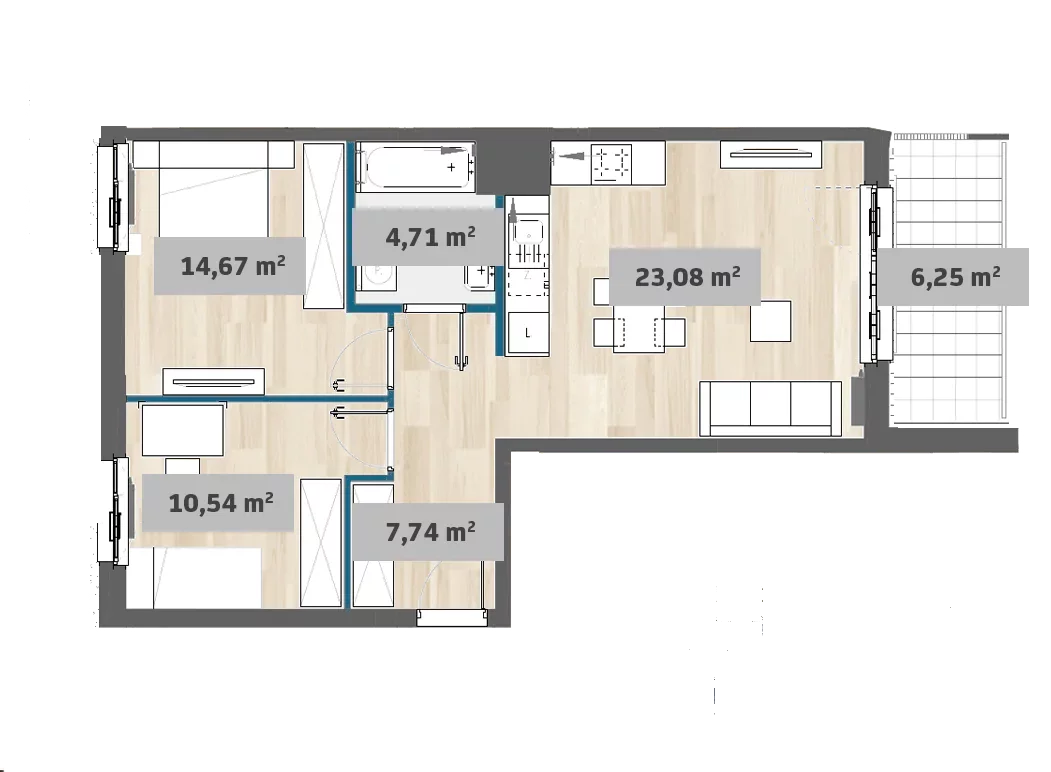 Mieszkanie 59,22 m², piętro 1, oferta nr 7/SZ-F1.E.01.01, Sady Żoliborz, Warszawa, Żoliborz, Sady Żoliborskie, ul. Anny German 15