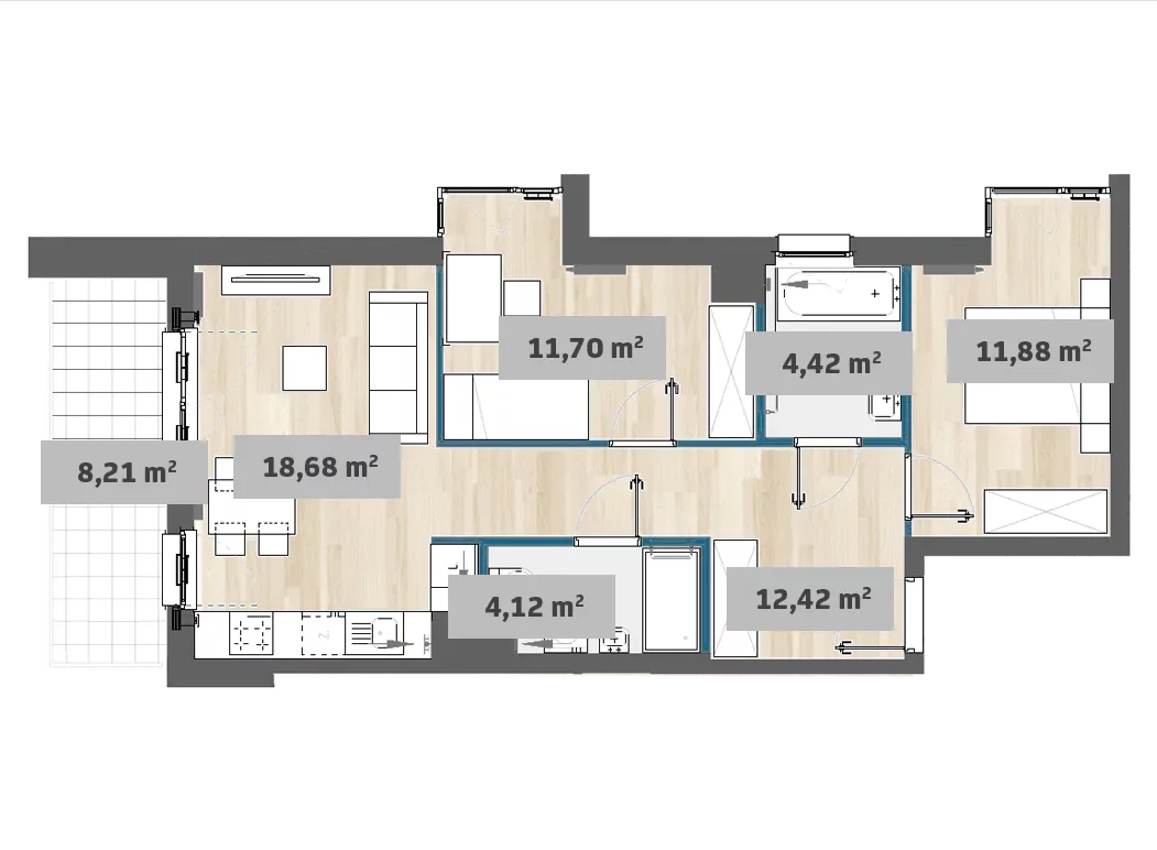 Mieszkanie 63,22 m², piętro 2, oferta nr 7/SZ-F1.E.02.04, Sady Żoliborz, Warszawa, Żoliborz, Sady Żoliborskie, ul. Anny German 15