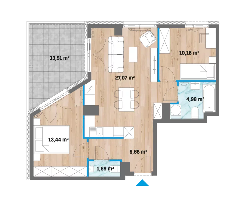 Mieszkanie 62,99 m², piętro 9, oferta nr 12/F2-A.09.04, Kameralny Prokocim 2, Kraków, Bieżanów-Prokocim, Prokocim, ul. Facimiech