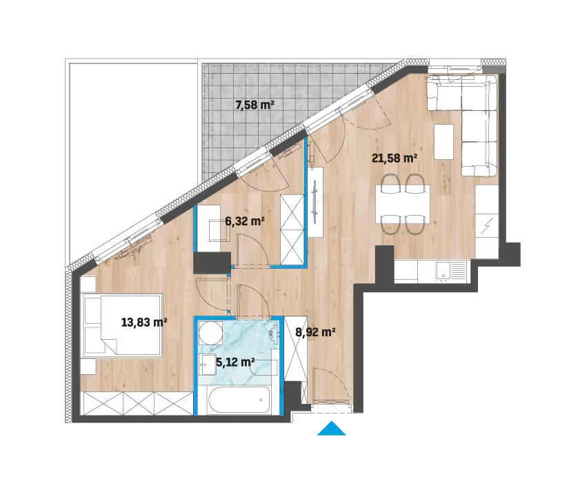 Mieszkanie 55,77 m², piętro 10, oferta nr 12/F2-A.10.03, Kameralny Prokocim 2, Kraków, Bieżanów-Prokocim, Prokocim, ul. Facimiech