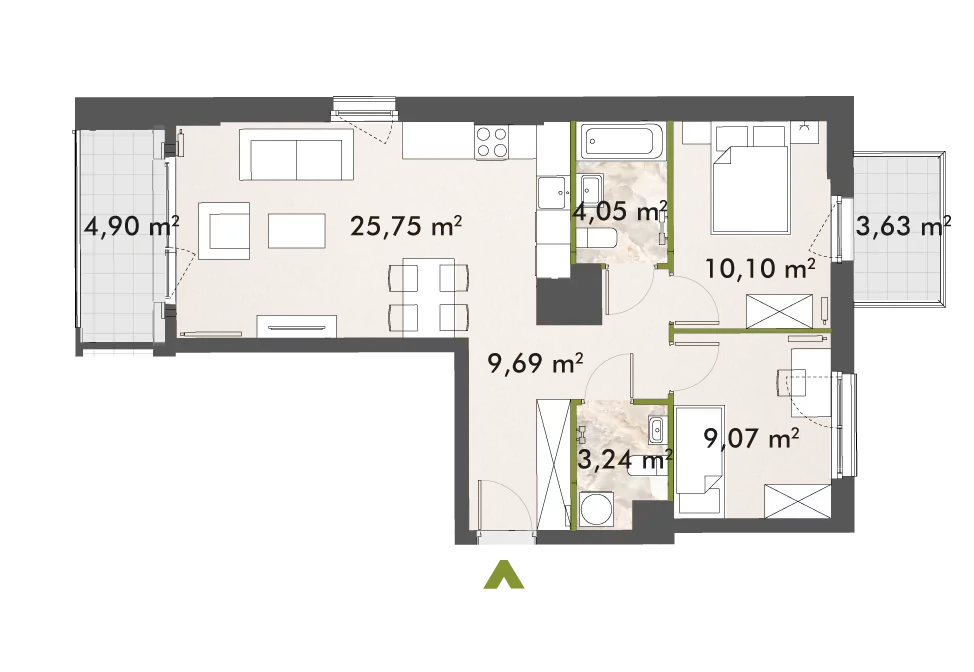 Mieszkanie 61,90 m², piętro 2, oferta nr 30/XY-F1.A.02.01, XYZ Place, Warszawa, Włochy, Okęcie, ul. Komitetu Obrony Robotników 32