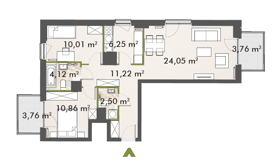 Mieszkanie 69,00 m², piętro 1, oferta nr 30/XY-F1.D.01.04, XYZ Place, Warszawa, Włochy, Okęcie, ul. Komitetu Obrony Robotników 32