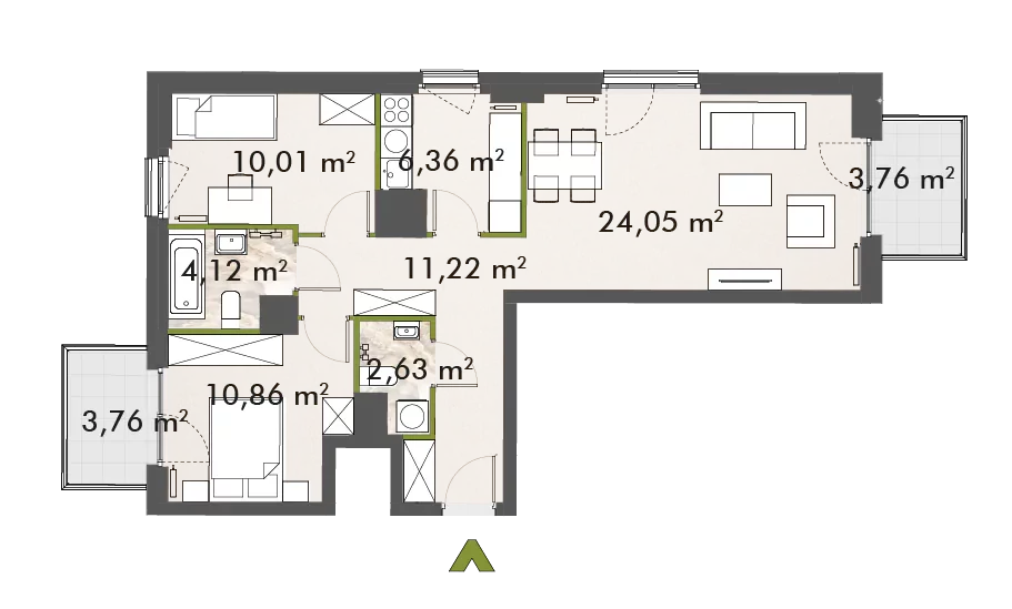 Mieszkanie 69,24 m², piętro 3, oferta nr 30/XY-F1.D.03.04, XYZ Place, Warszawa, Włochy, Okęcie, ul. Komitetu Obrony Robotników 32