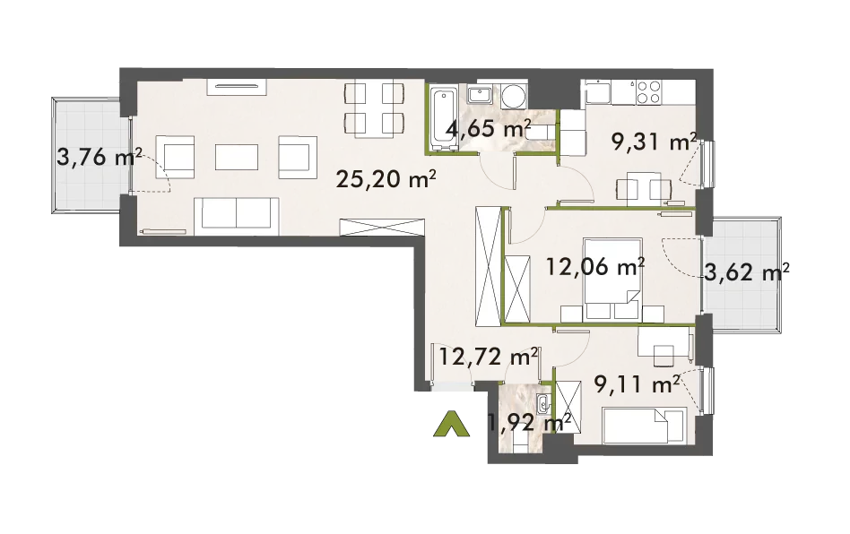 Mieszkanie 75,03 m², piętro 5, oferta nr 30/XY-F1.D.05.01, XYZ Place, Warszawa, Włochy, Okęcie, ul. Komitetu Obrony Robotników 32