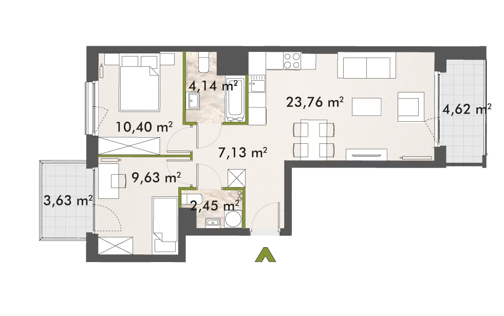 3 pokoje, mieszkanie 57,32 m², piętro 5, oferta nr 30/XY-F1.B.05.04, XYZ Place, Warszawa, Włochy, Okęcie, ul. Komitetu Obrony Robotników 32