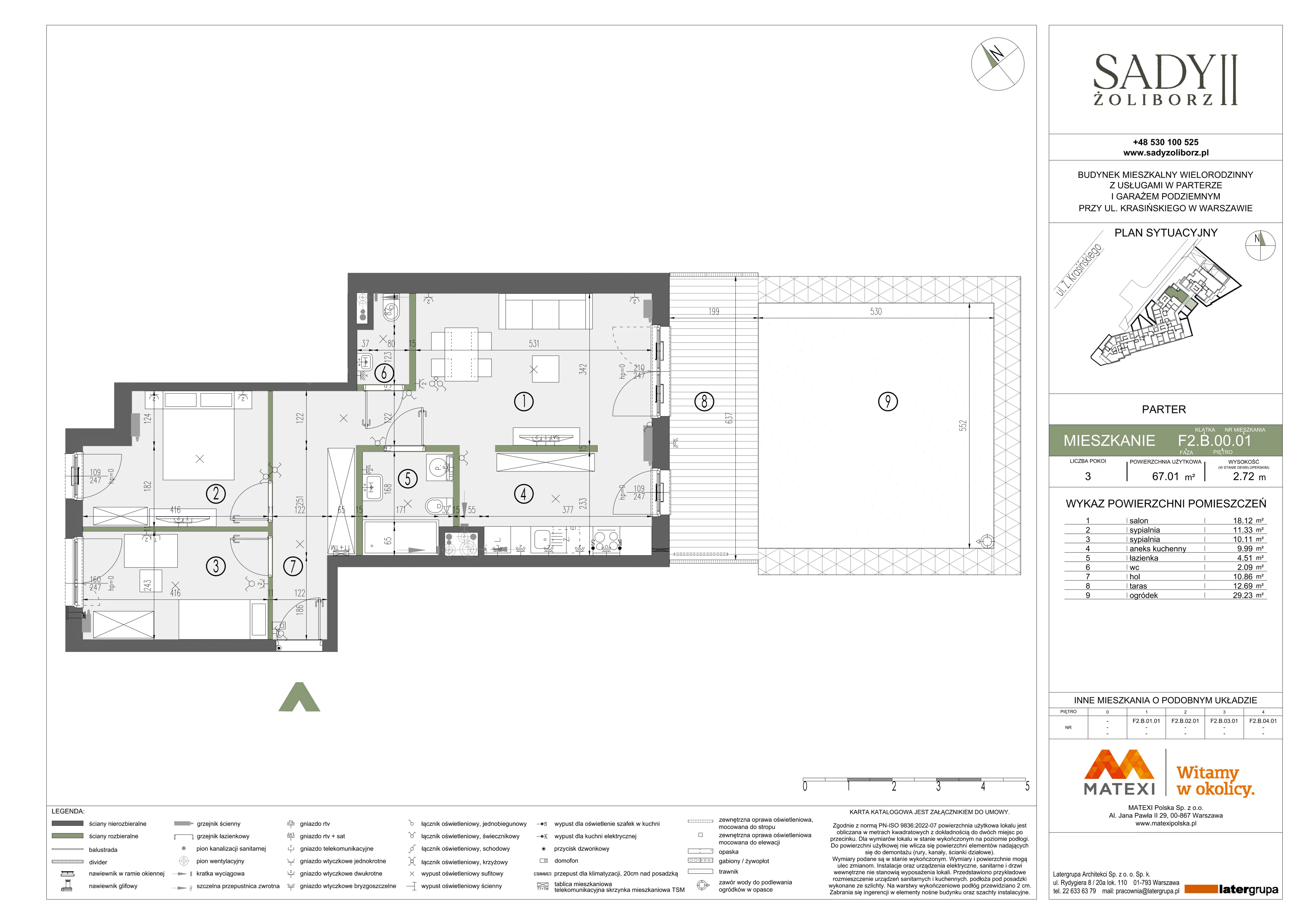 3 pokoje, mieszkanie 67,01 m², parter, oferta nr 43/SZ-F2.B.00.01, Sady Żoliborz 2, Warszawa, Żoliborz, Sady Żoliborskie, ul. Krasińskiego 43