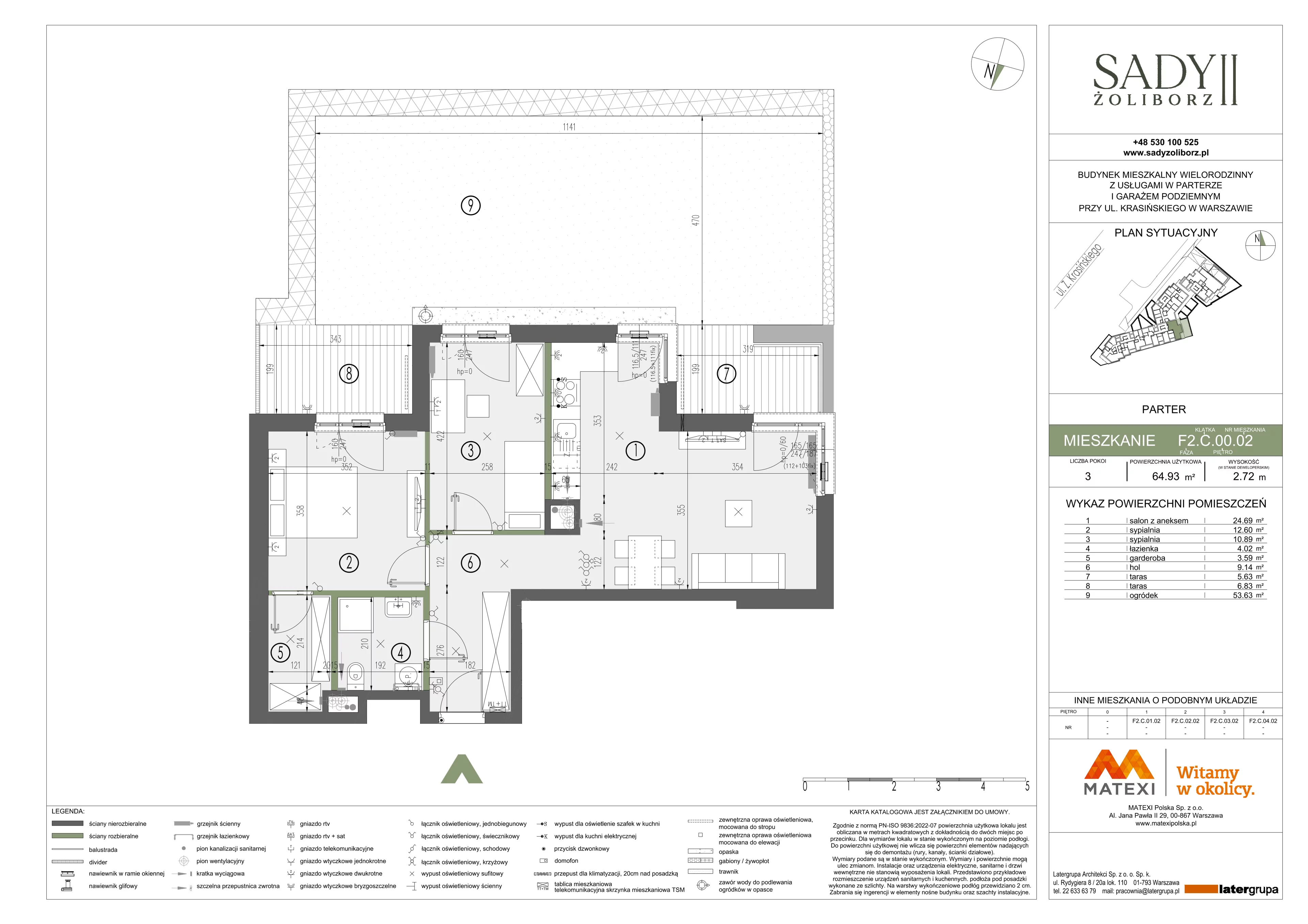 3 pokoje, mieszkanie 64,93 m², parter, oferta nr 43/SZ-F2.C.00.02, Sady Żoliborz 2, Warszawa, Żoliborz, Sady Żoliborskie, ul. Krasińskiego 43