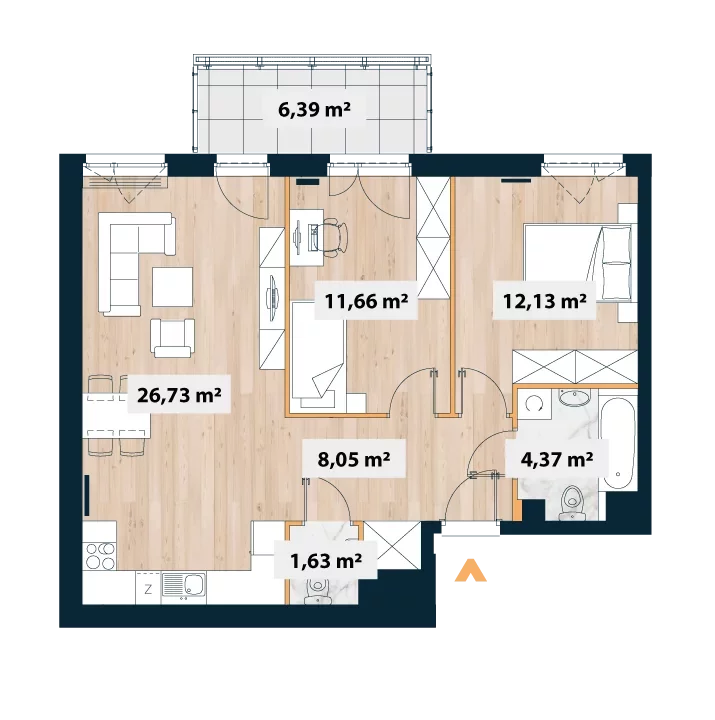 Mieszkanie 66,93 m², piętro 6, oferta nr 11A/Sok-A.06.02, Sokratesa 11A, Warszawa, Bielany, Bielany, ul. Sokratesa 11a