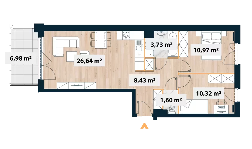 Mieszkanie 63,52 m², piętro 2, oferta nr 11A/Sok-B.02.02, Sokratesa 11A, Warszawa, Bielany, Bielany, ul. Sokratesa 11a