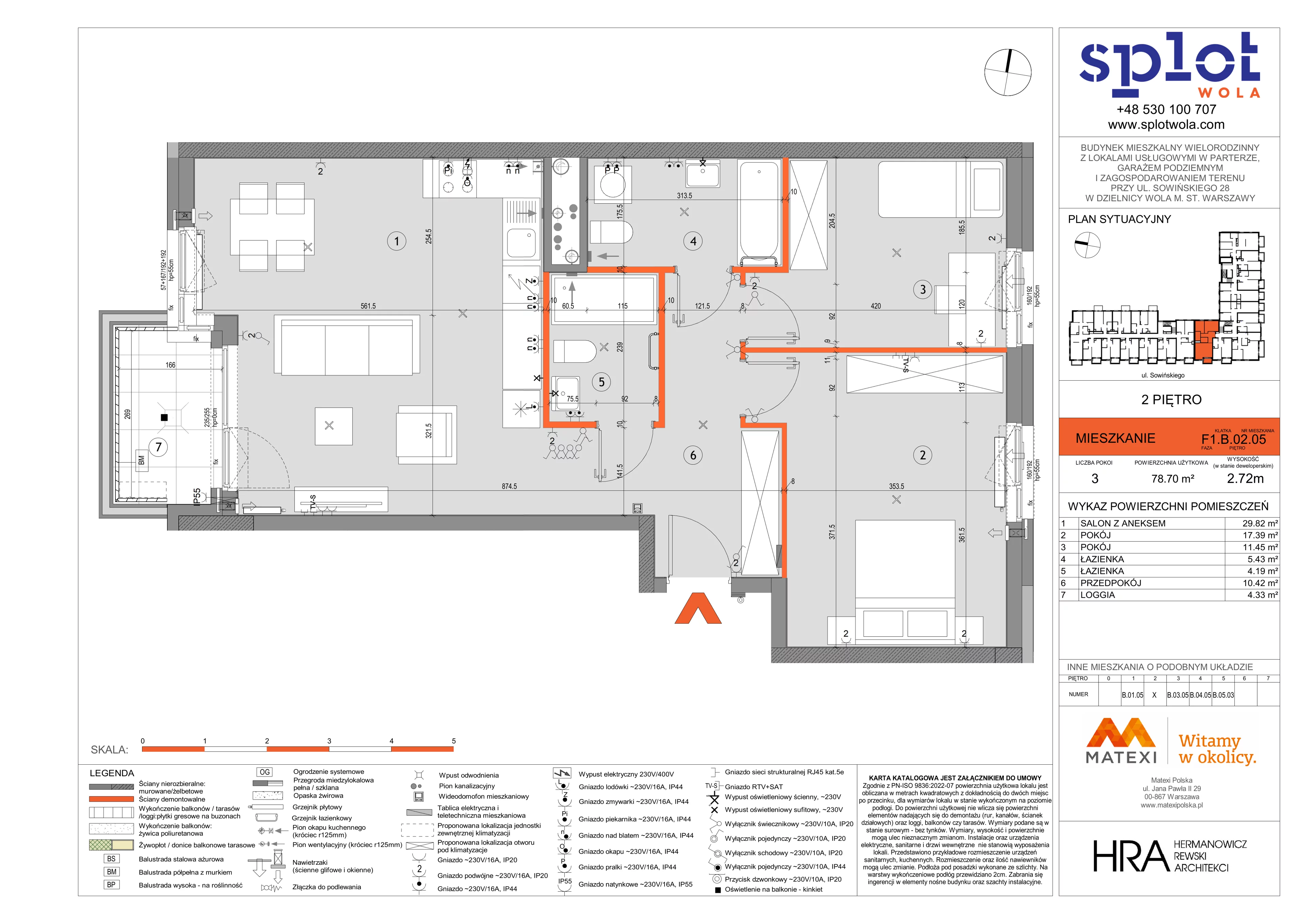 3 pokoje, mieszkanie 78,70 m², piętro 2, oferta nr 28/SOW-F1.B.02.05, Splot Wola, Warszawa, Wola, Odolany, ul. Sowińskiego 28