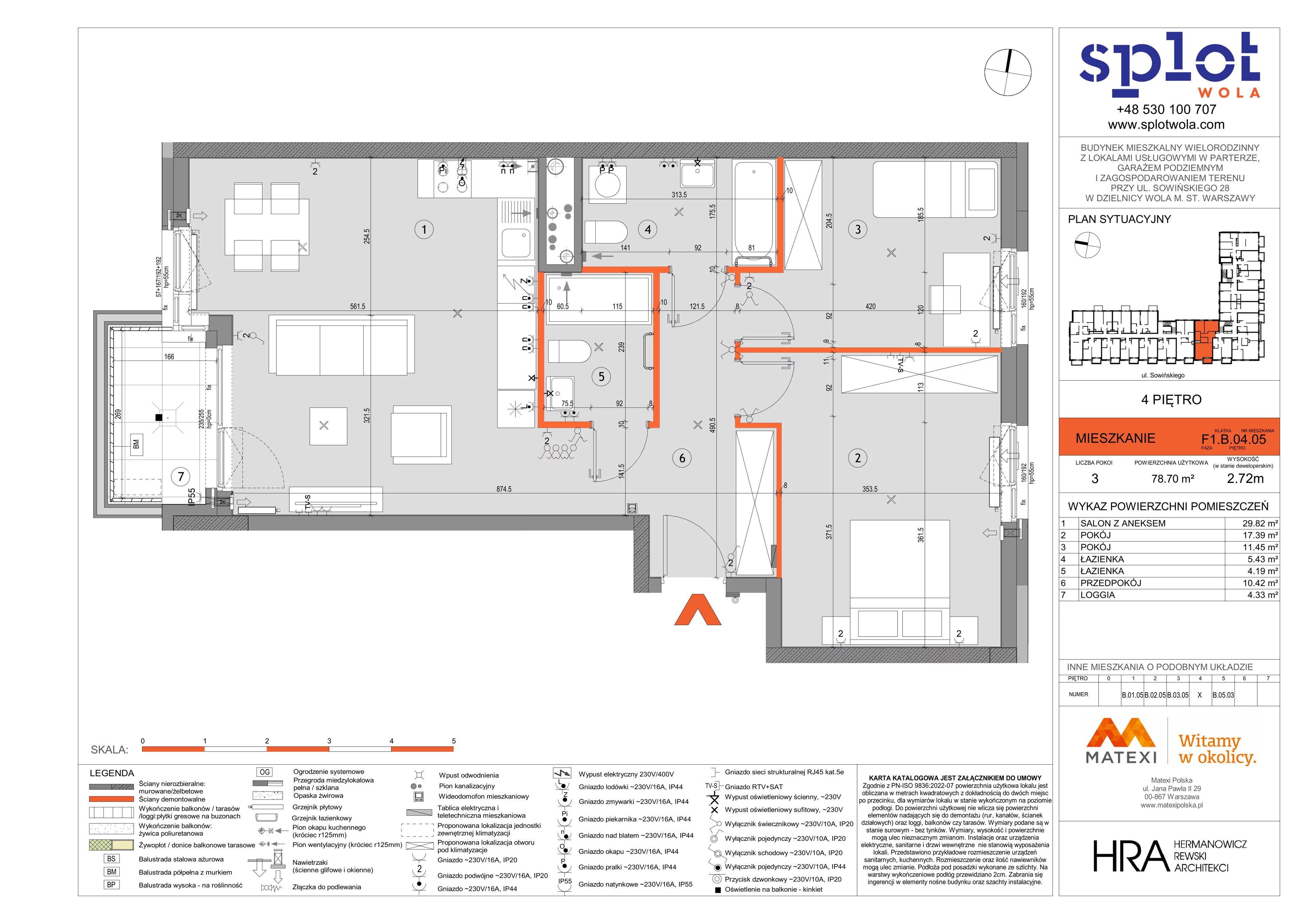 3 pokoje, mieszkanie 78,70 m², piętro 4, oferta nr 28/SOW-F1.B.04.05, Splot Wola, Warszawa, Wola, Odolany, ul. Sowińskiego 28