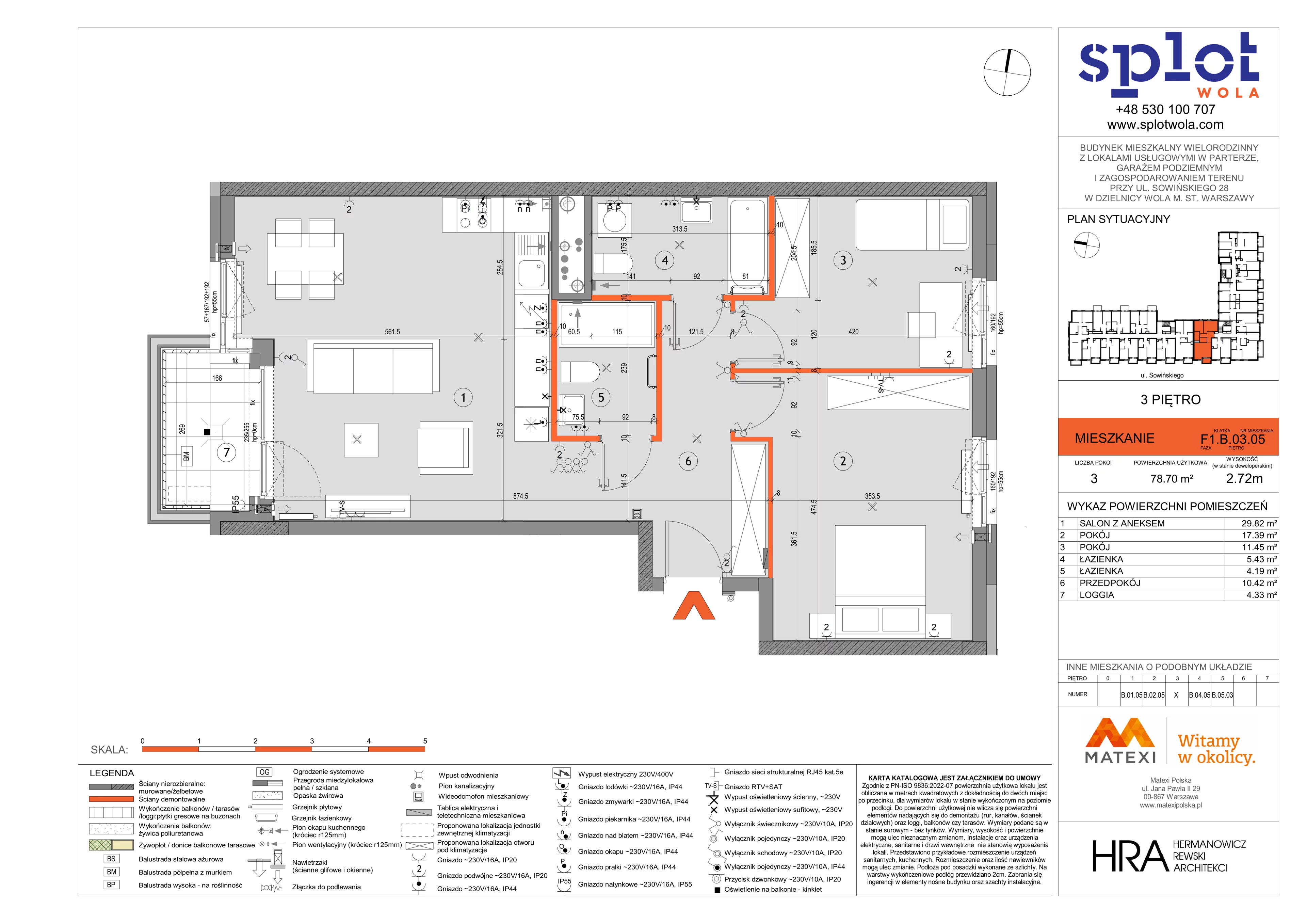 3 pokoje, mieszkanie 78,70 m², piętro 3, oferta nr 28/SOW-F1.B.03.05, Splot Wola, Warszawa, Wola, Odolany, ul. Sowińskiego 28