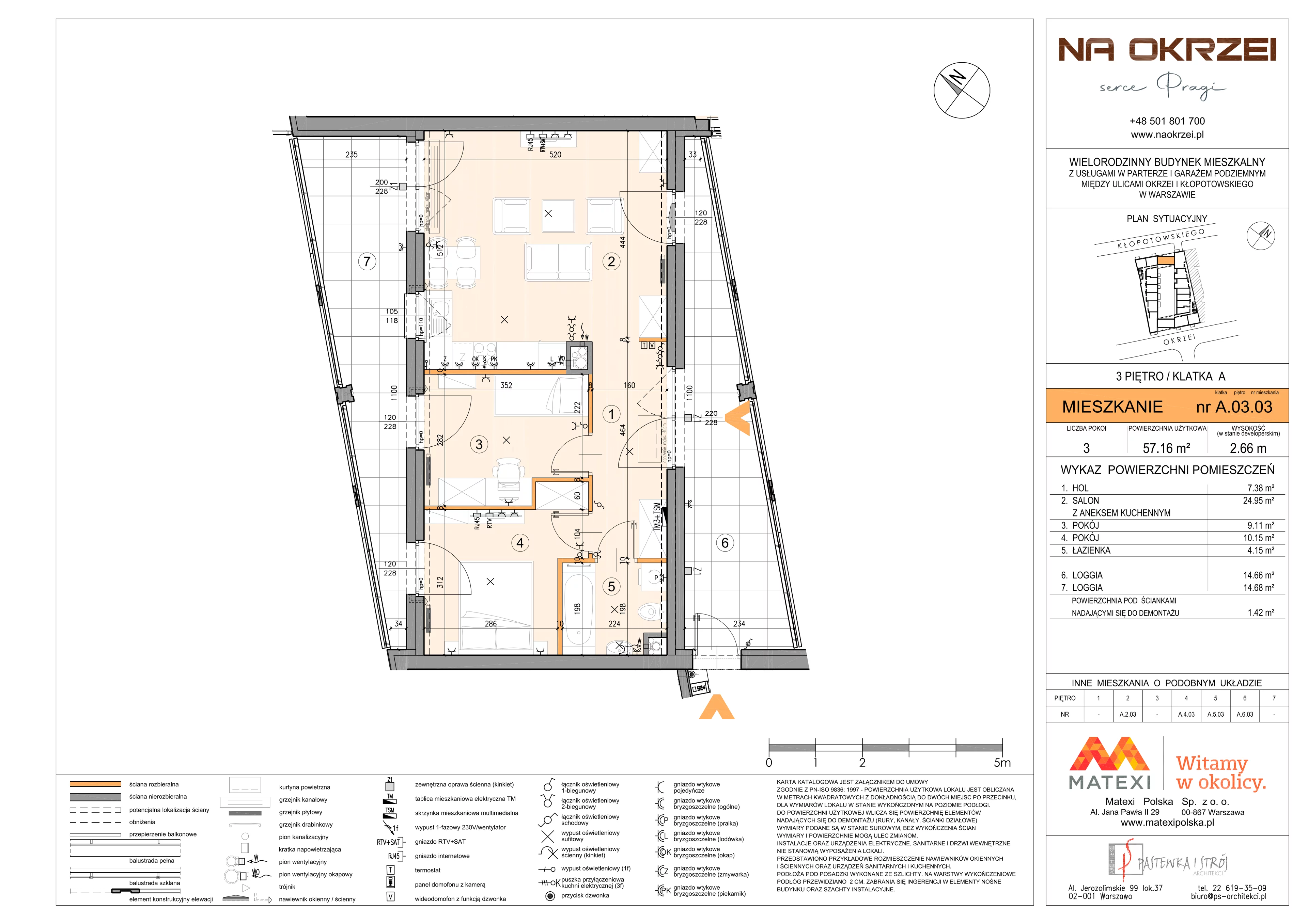 3 pokoje, mieszkanie 57,16 m², piętro 3, oferta nr 27/Okr-A.03.03, Na Okrzei, Warszawa, Praga Północ, Stara Praga, ul. Stefana Okrzei